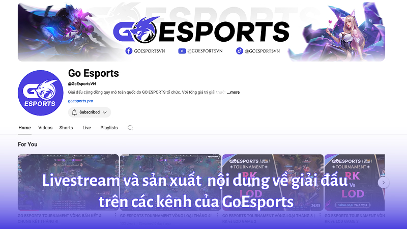 Theo dõi livestream và video highlights trên các kênh của GoEsports